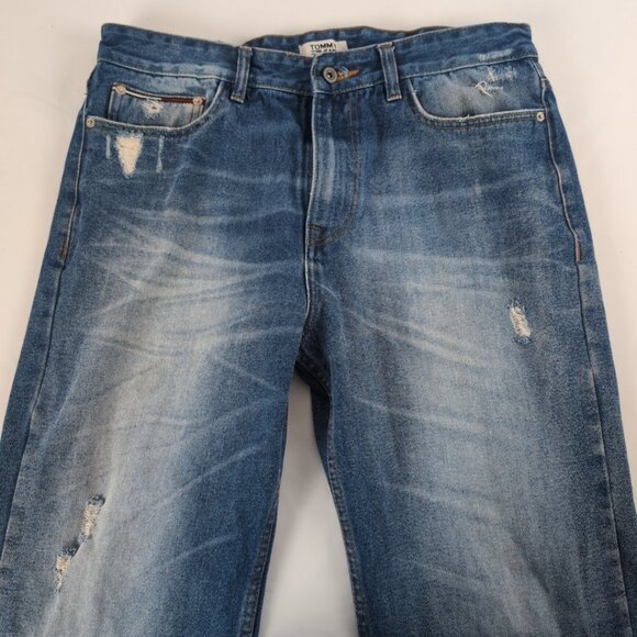 Tommy Jeans Men's Blue Denim Jeans Straight Loose Fit Big Logo, 36W/34L - Picture 5 of 10